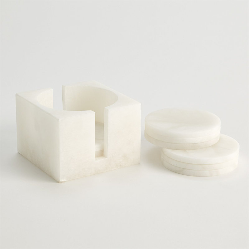 Alabaster Coaster Set With Holder