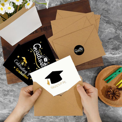 6 PCS Graduation Greeting Cards Blank Writeable Graduation Note Cards With Kraft Envelopes And Sealing Stickers Congratulations Graduation Gift Card