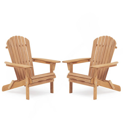 Ensemble de 2 chaises de patio pliantes en bois Adirondack pour le jardin, le jardin, la pelouse, la cour, la terrasse, le bord de la piscine, le foyer d'extérieur