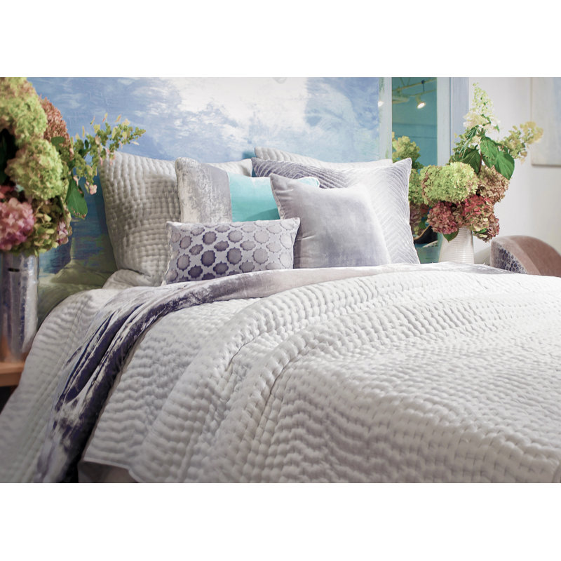 Chevron Embroidered Pillow Cover & Insert, White, 18"H x 18"W