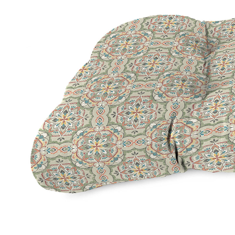 46" x 19" Contoured Outdoor Wicker Bench Cushion, Beige