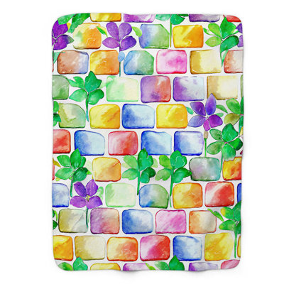 Floral Pattern - 1 Piece Premium Sherpa Blanket