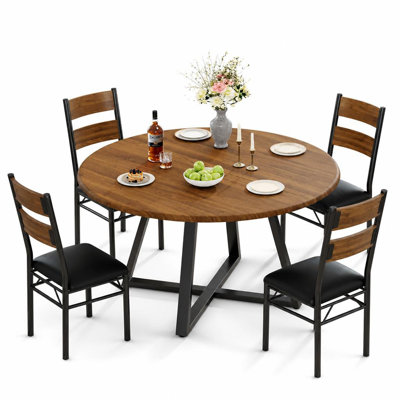 Ensemble de table de salle à manger 5 pièces pour 4, 42,1 po avec 4 chaises à haut dossier
