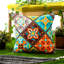 Indoor / Outdoor Floral Print Red Square Throw Pillow Cover