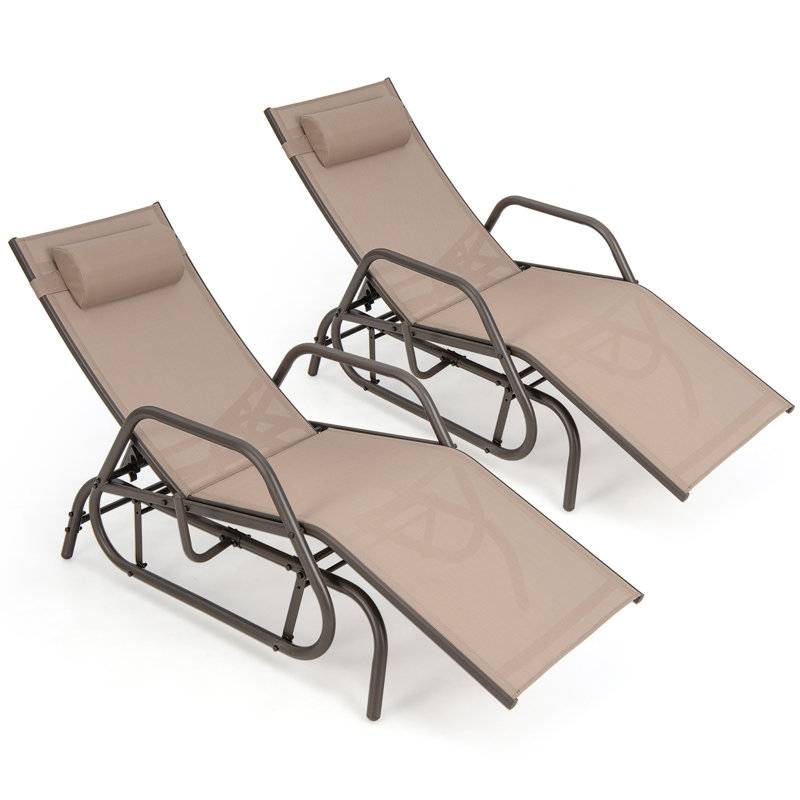 Amyrion Outdoor Metal Chaise Lounge, Brown/Black