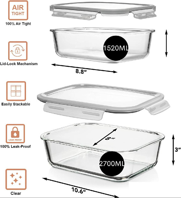 SereneLife Microwavable Food Container With Utensil Set - Black Rectangular  Meal Box Storage With Lids, Reusable Utensils, Spoon, Fork, And Knives  (Black)