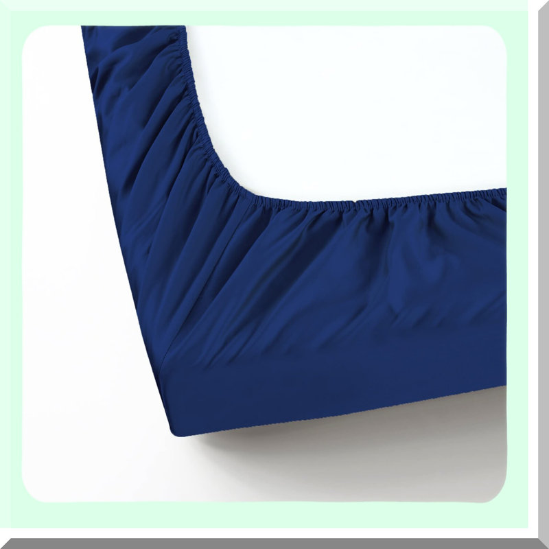 UltraSoft Cotton Sateen Fitted Sheet - Wrinkle Fade Resistant Bottom Sheet - Deep Pocket Elastic Sheet - Full Size Navy Blue - 400 Thread Count