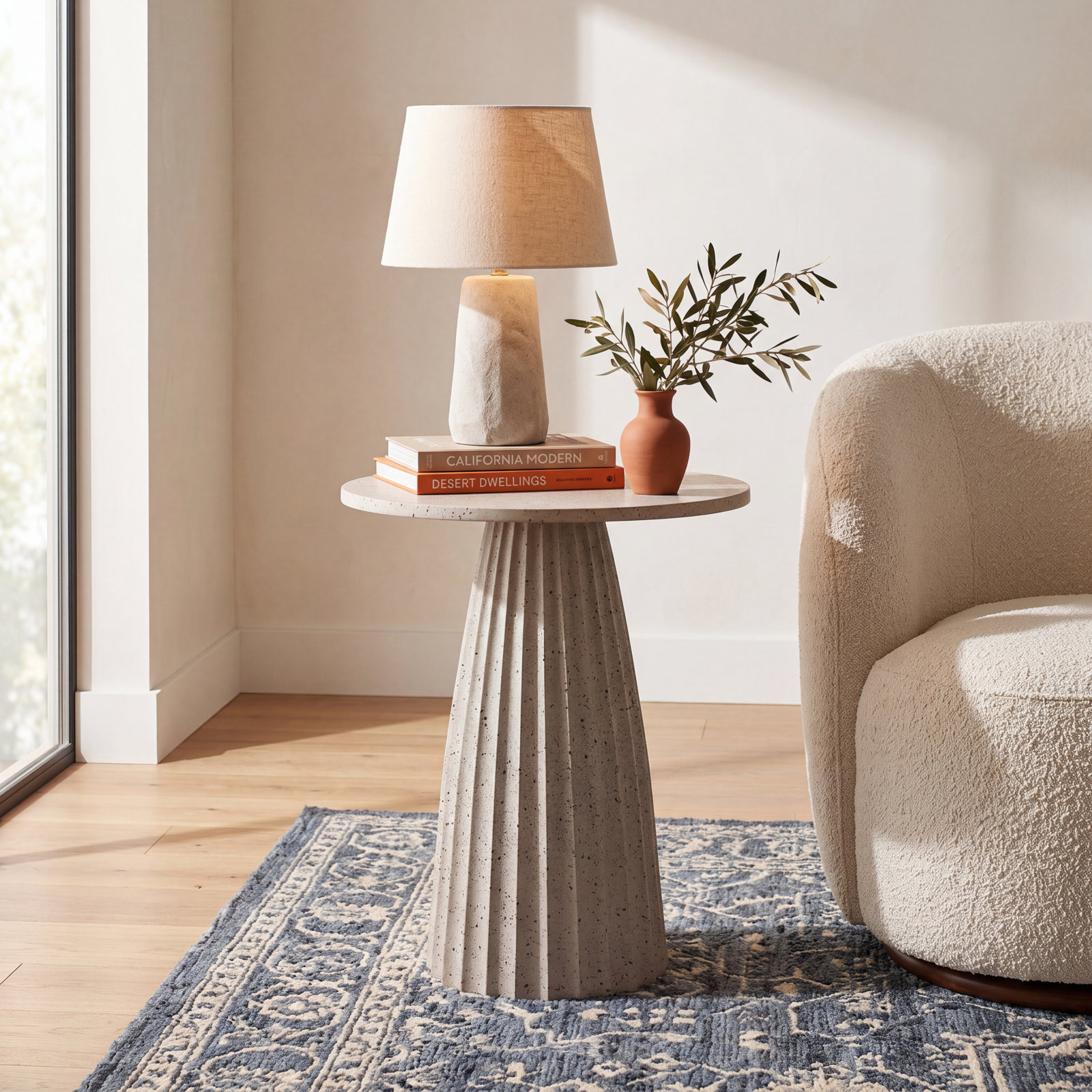 End Table, White Top/Gray Base, 22" H x 18" W x 18" D