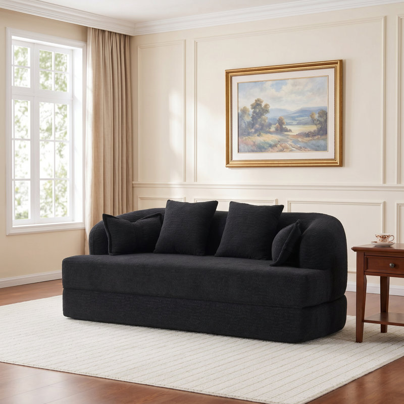 Canapé-lit 2 en 1 pliable 2 en 1 avec 4 coussins, Black