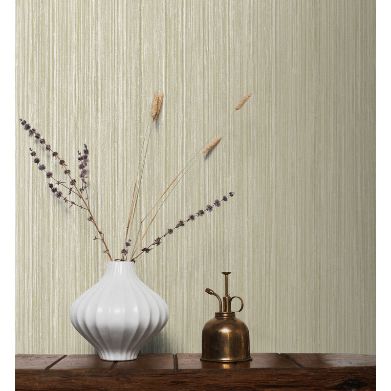 Ausbon 10.05m x 53cm Textured Metallic Finish Wallpaper Roll, Cream