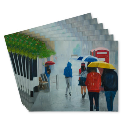 Rainy Day Umbrella Polyester Eiver Set of 6 - Home Decor