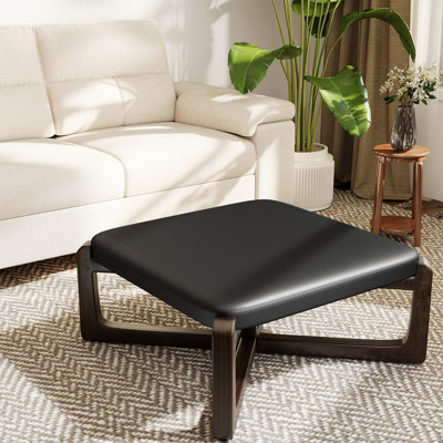 24" Wide Faux Leather Upholstered Square Ottoman