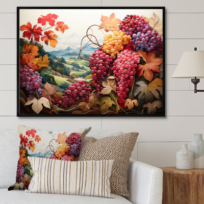 «Atworth Pink Coral Grapes Vineyard Pointillism», reproduction