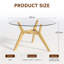 Round Coffee Table with Solid Wood Legs, Minimalist Tempered Glass Table-226824270