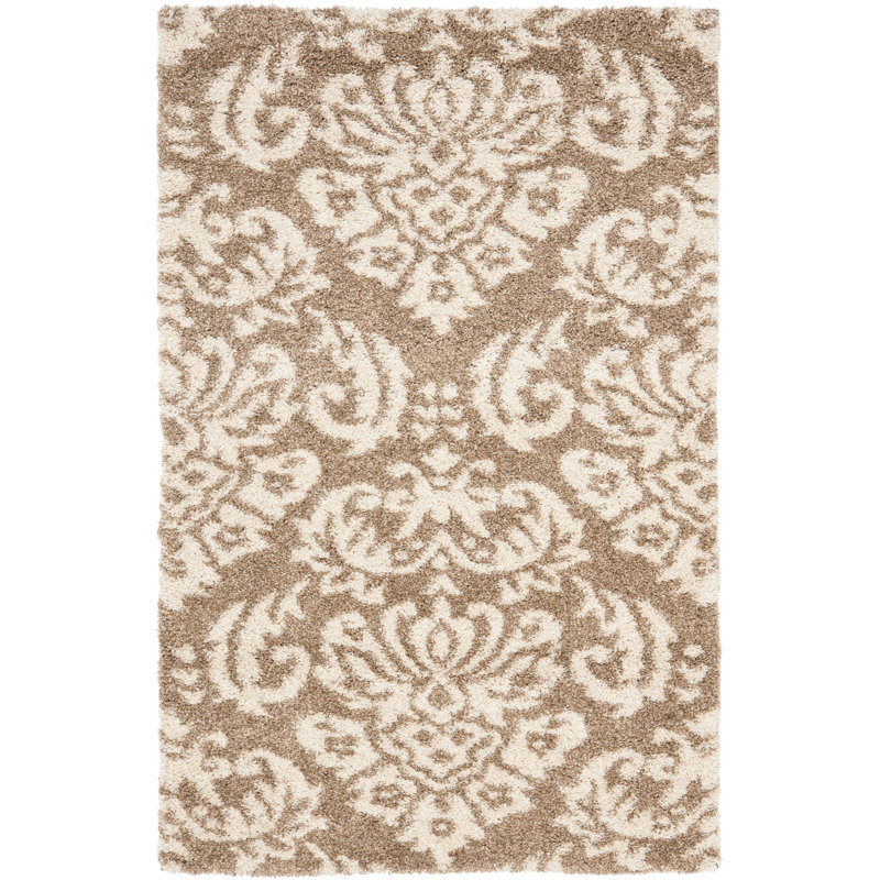 Ellyona Shag Performance Damask Rug, Rectangle 3'3" x 5'3"