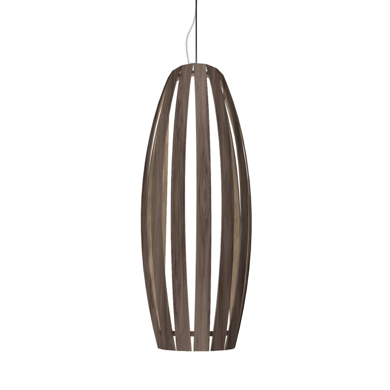 1 - Light Pendant, American Walnut, 27.69" H x 9.56" W x 9.56" D