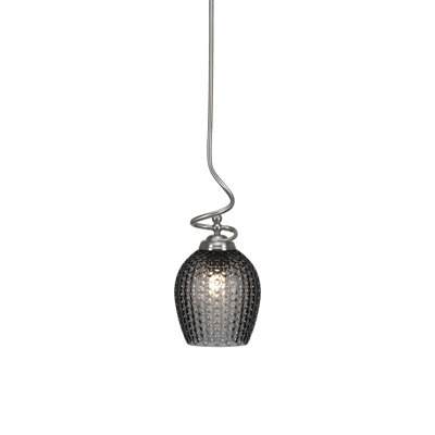 Luminaire suspendu Capri, fini nickel brossé, avec verre texturé fumée de 7,5 po