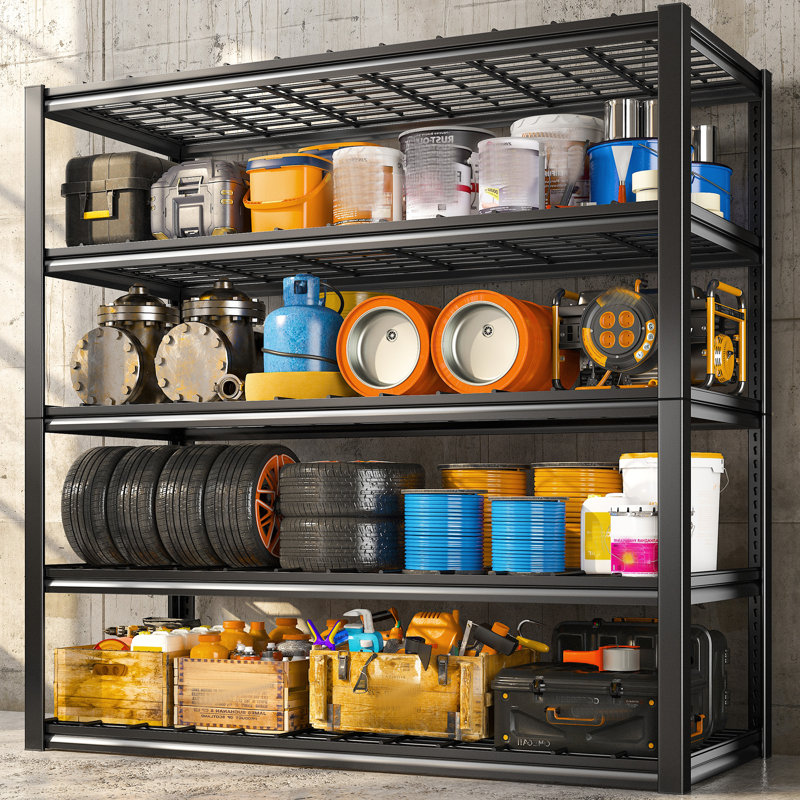 5-Tiers Metal Garage Shelving, 48" W Adjustable Shelving Unit for Basement, Garage, Pantry, Warehouse