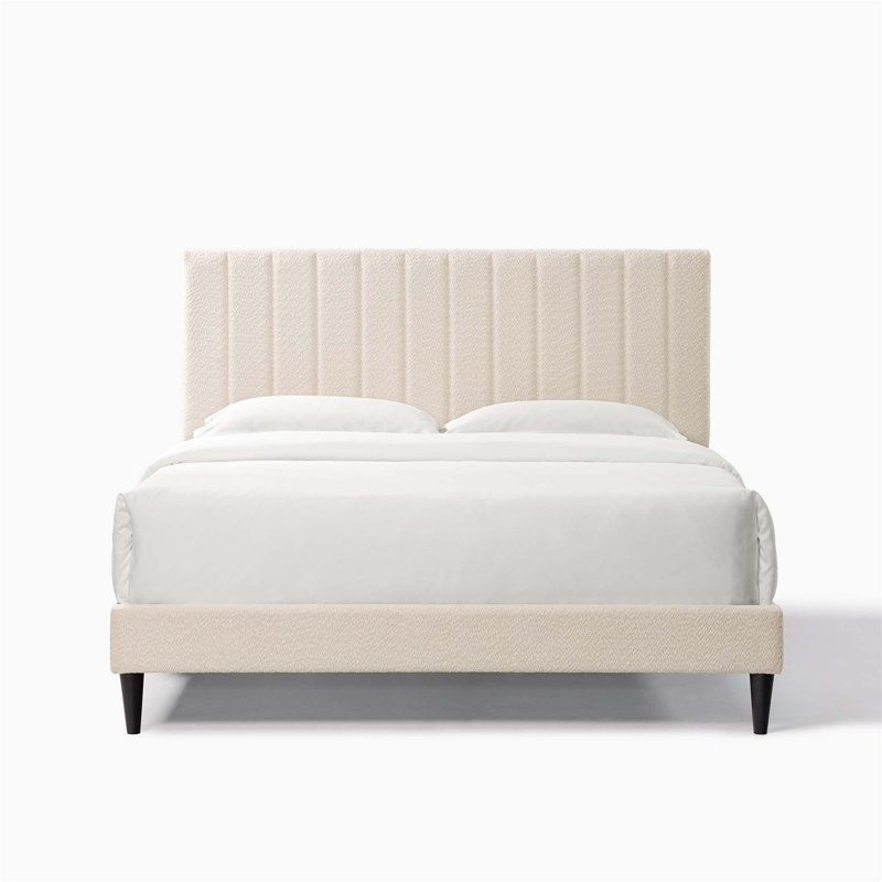 Normsman Dove Tufted Upholstered Platform Bed  - Queen, Cream White