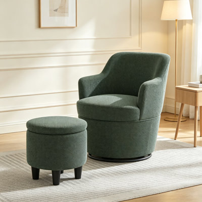 360 Modern Swivel Barrel Chair with Ottoman