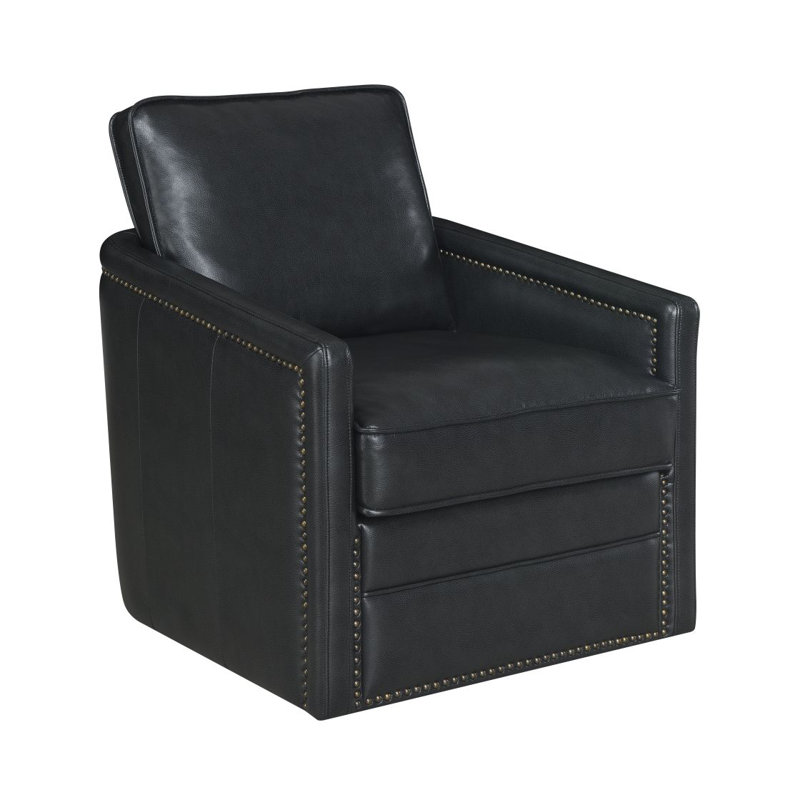 Fauteuil pivotant en cuir noir Rocha