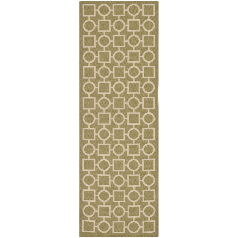Tapis vert / beige Arneshia, Tapis de couloir 2 pi 3 po x 6 pi 7 po