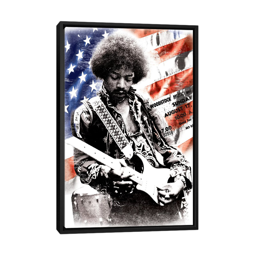 " Jimi Hendrix (American Flag Background) " by Radio Days East Urban Home Mat