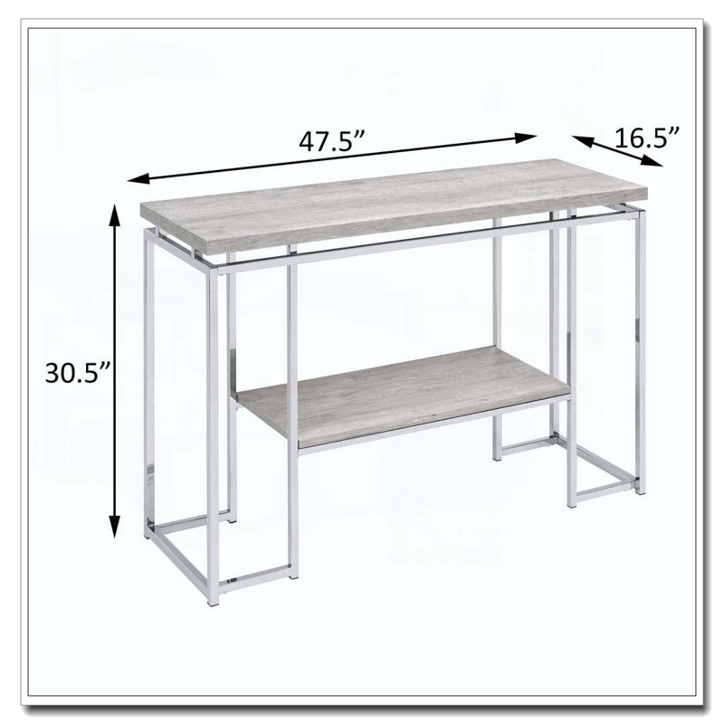 Natural Oak and Chrome Sofa Table