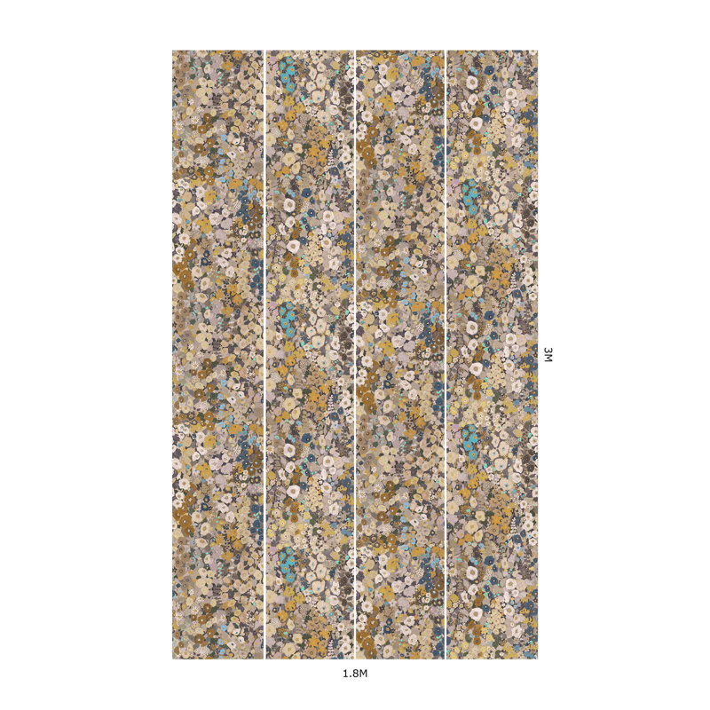 HOLLYHOCKS Wallpaper - Flax 9'10" - full height wallpaper