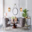Miroir rond suspendu tendance 29,5 po avec cadre noir et sangle de corde, décor industriel contemporain