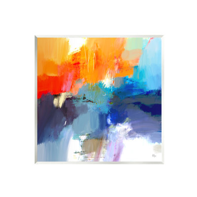 «Stupell Industries», art abstrait sur toile orange et bleu par Lisa Ridgers