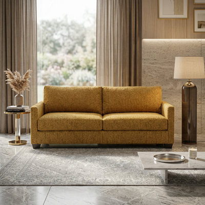 Canapé Damon, livraison en 5 jours, options de tissus sur mesure, mobilier de canapé en gros classique - thé Hepburn Chai - tissu jaune moutarde