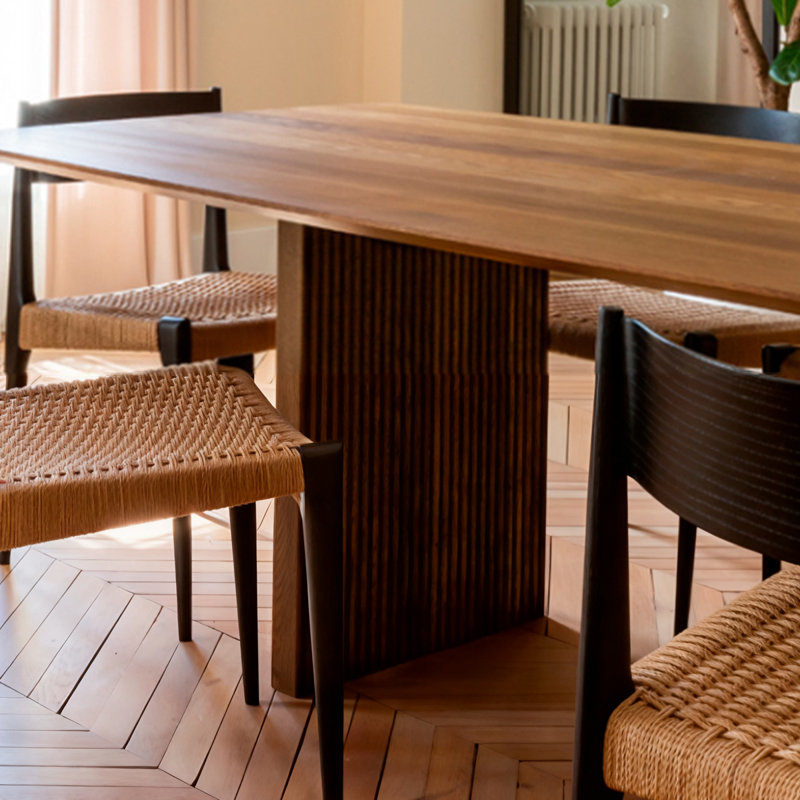 Table de salle à manger en bois de pin massif - Surface spacieuse avec bords arrondis, H 29,53 po x L 102,36 po x l 39,37 po