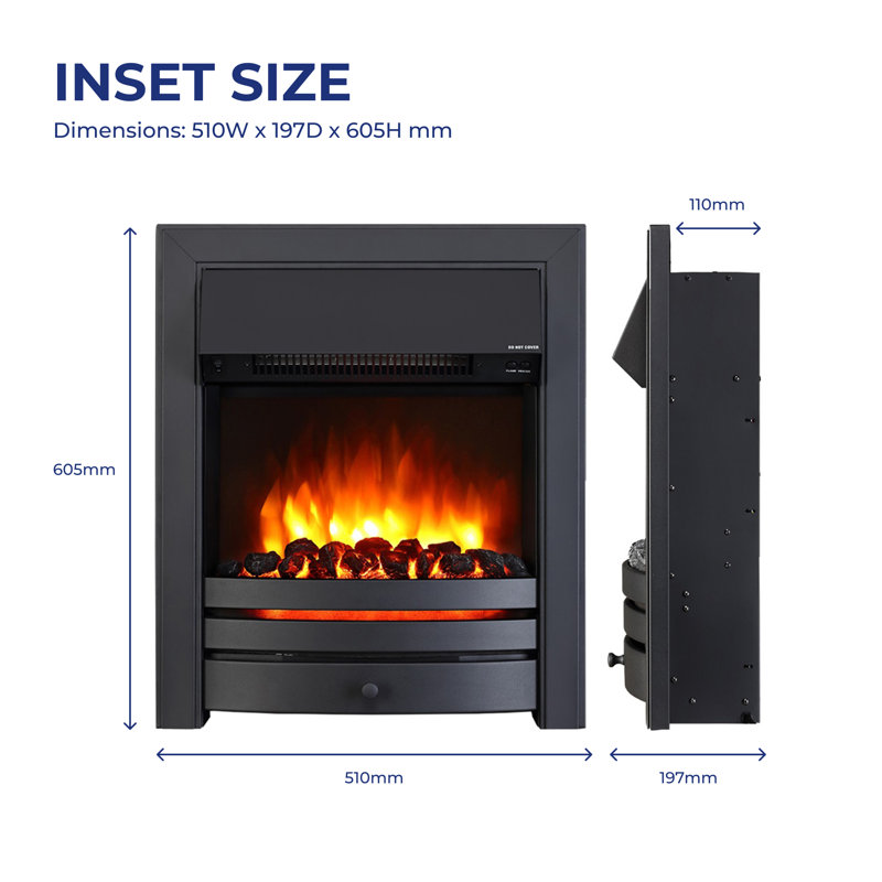 Castleton Fires & Fireplaces 110cm W Electric Fireplace with 6824.28 BTU, White/Grey/Black