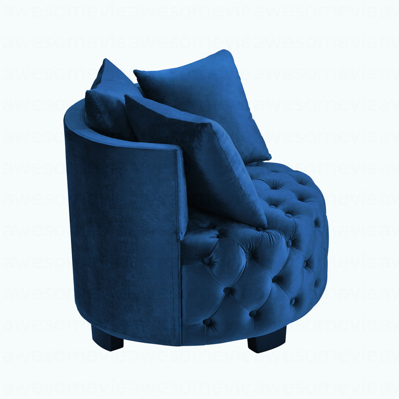 Fauteuil de loisir contemporain rembourré capitonné, bleu marine