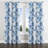 Beach Curtains for bedroom - Blue Coastal Toile Velvet Grommet Curtain - 1 Panel-661440778-661440777