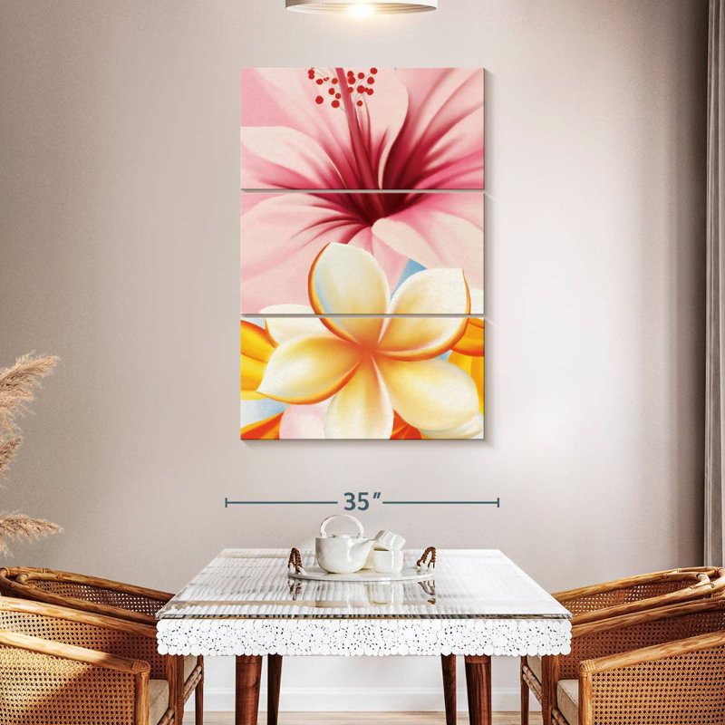 Hibiscus et fleurs de plumeria Harnek, H 50 po x l 32 po