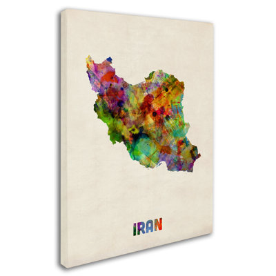 « iran map aquarelle », reproduction d’impression sur toile tendue