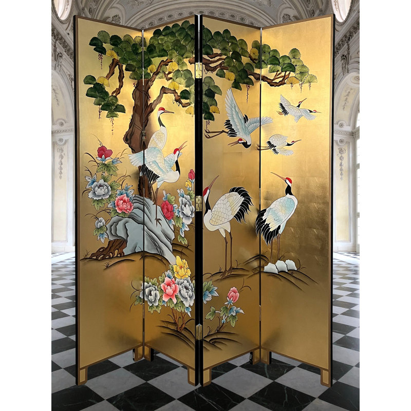 Apollonia Gold Leaf 4 Panel Room Divider
