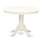 Cet ensemble de salle à manger 5 pièces comprend une table de salle à manger ronde avec piédestal et 4 chaises Parson rembourrées en tissu bleu bébé, lin blanc-511225845-511225609-511225608