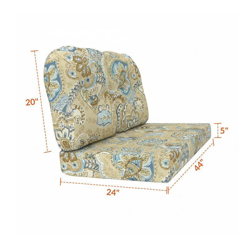 Coussin de remplacement pour causeuse d'extérieur Sunbrella, Cachemire minéral Sausalito