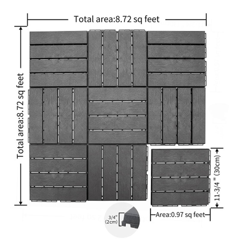 Carreaux de terrasse à verrouillage, Gris foncé