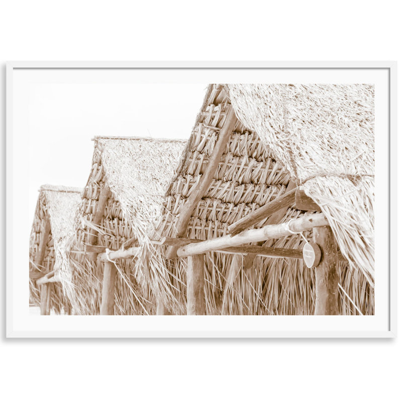 Mexican Palapas Print by Carly Tabak, 25" W x 18" H, White Wood