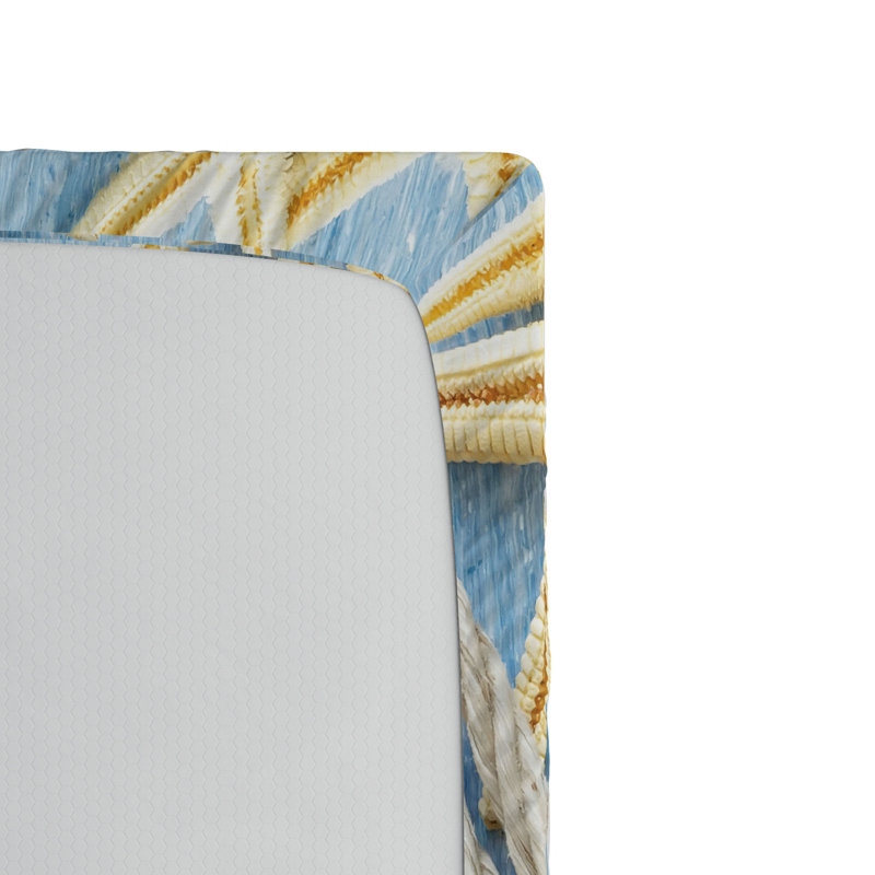 Seashells Microfiber Patterned Fitted Sheet, Queen Fitted Sheet