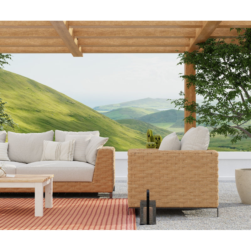 Geometric Handmade Orange Outdoor Area Rug - Reversible, UV Resistant, 100% Recycled Material, Rectangle 6' x 9'