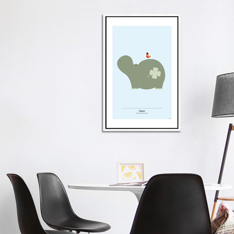 Hippo by TomasDesign - Gallery-Wrapped Canvas Giclée on Canvas, 101.6 cm H x 66.04 cm W, White Framed