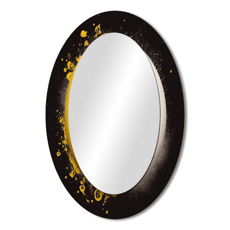 Yellow White Yin And Yang - Spiritual Oval Decorative Mirror On Metal, 36" x 24"
