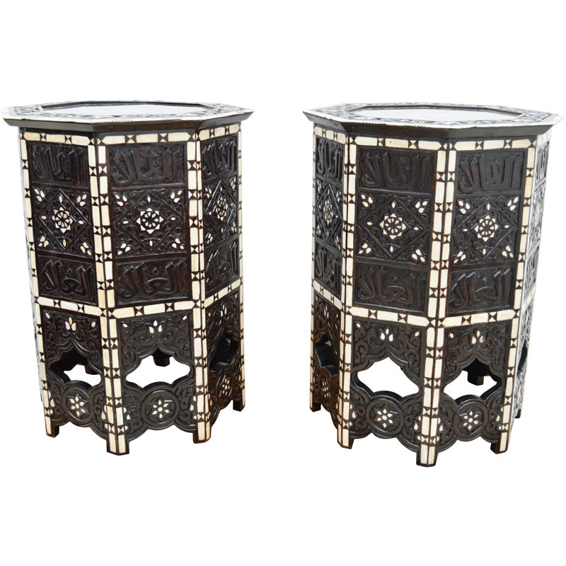 Syrian Glass End Table, Black