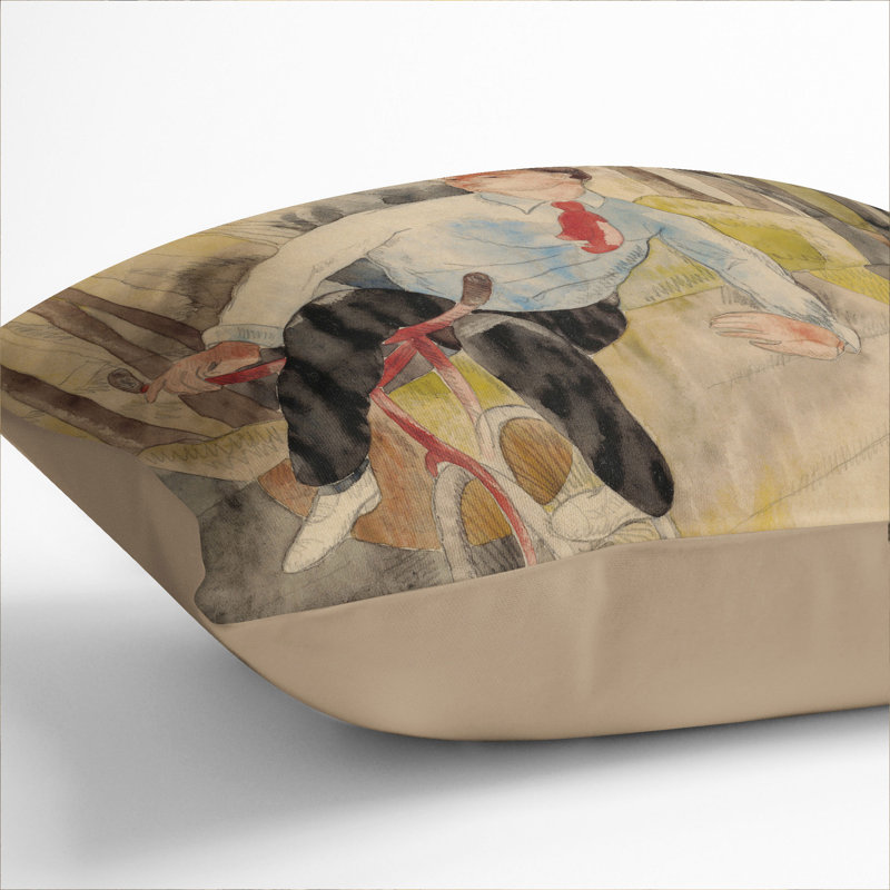 The Bicycle Rider Scatter Cushion, Stone, 40cm H x 40cm W x 15cm D