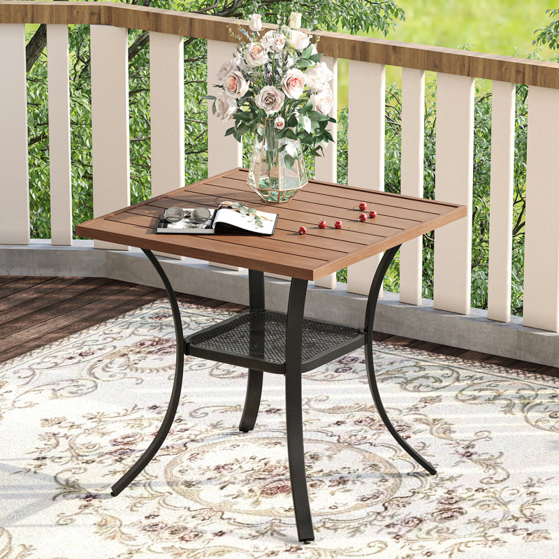 Tekeyla Square Metal Outdoor Dining Table , 27.6'' in. W 27.6'' in. D, Walnut
